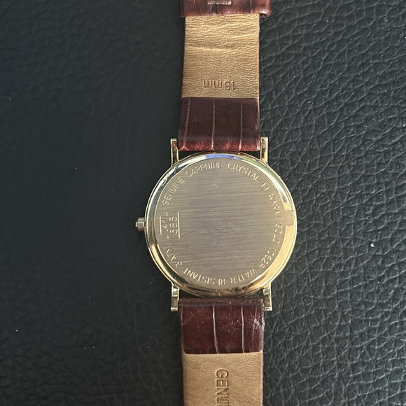 Men business watch, leather strap, 14k gold - Picture 2 of 2